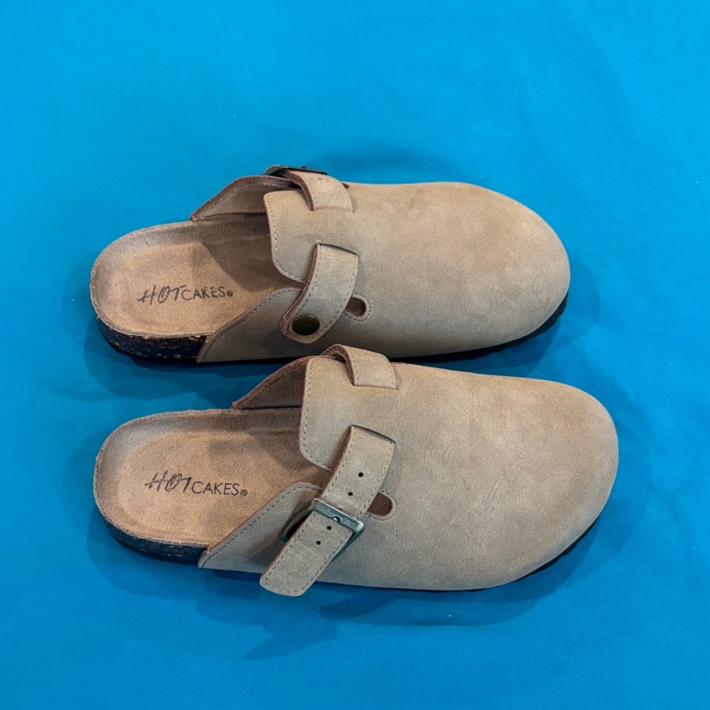 Hot Cakes  Tan Slip-On Clogs with Buckle